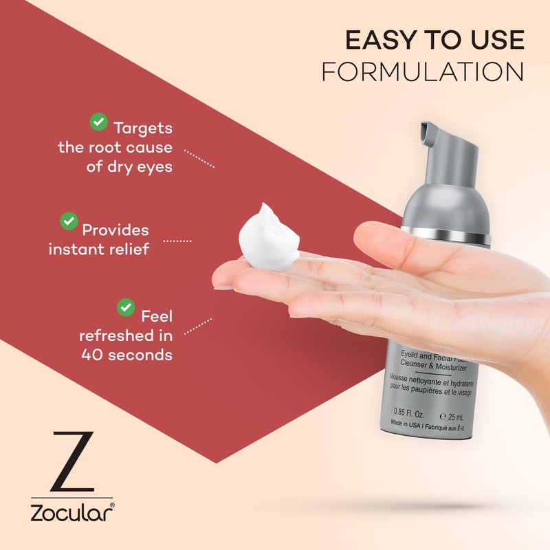 Zocular ZocuFoam Eyelid Cleanser - Foaming Eyelid Scrub - Natural