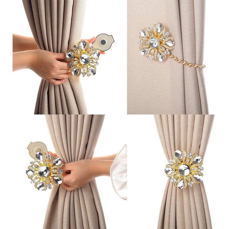 SUQ I OME Luxury Big Crystal Magnetic Curtain Tieback Holdback