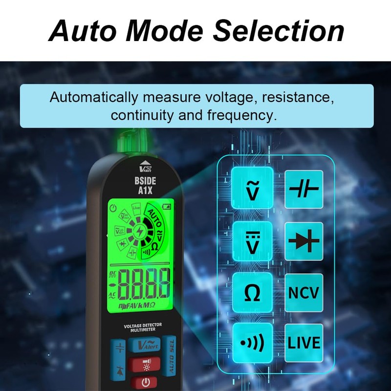 Digital Multimeter with 1999 Counter, Voltmeter for AC/DC Voltage, Current,