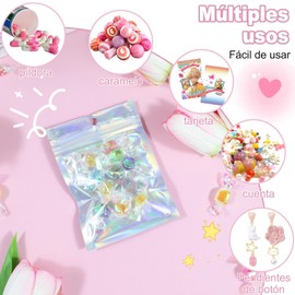 Bolsa Holográfica Multiusos200pieza, Bolsa Hermética Reutilizable con Diseño Transparente de Doble Lámina de Aluminio, Apta para Alimentos, Joyas, Cosméticos, Accesorios, etc. (9 * 12CM)