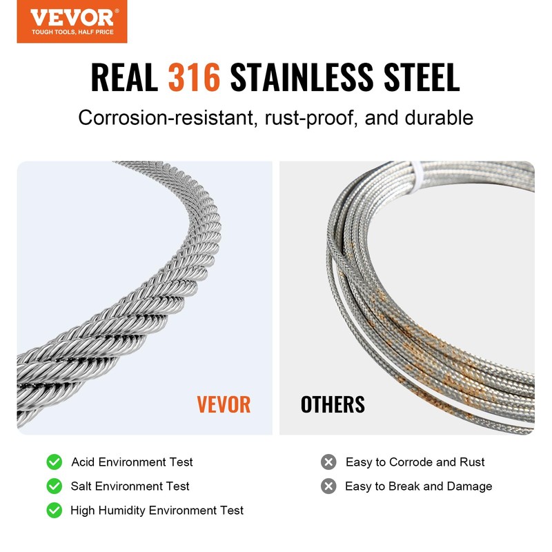 VEVOR 1/8 Stainless Steel Cable, 1000 FT 316 Cable Railing