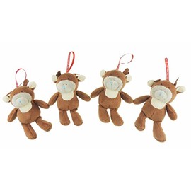 Me To You Set of 4 Festive Soft Tatty Teddy Reindeer Christmas Tree Decoration Ornament Baubles