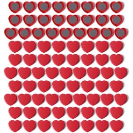 PYJLBX Red Heart Fridge Magnets - 100PCS Small Strong Magnet, Cute Mini Whiteboard Magnets for Crafts & Notice Board - Colourful Decorative Heavy Duty Magnets for Home, Kitchen, Map, Office & School