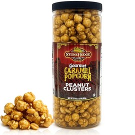 Stonehedge Farms Gourmet Peanut Caramel Popcorn Clusters | 20 oz Reclosable Container | Mix Of Carmel Pop Corn, Peanuts, and Butter Toffee | Holiday Snack Gift