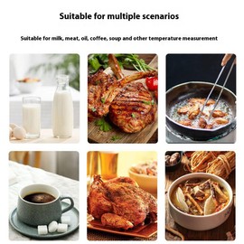 AIXXCUVQ Thermometer for Food with Foldable Probe and Backlight Screen Switching Temp Chat Attached to Refrige for Kitchen Meat