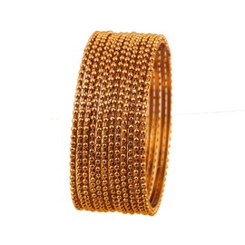 Touchstone New Golden Bangle Collection Indian Bollywood Exotic Golden Balls Channel Slim Pretty Designer Jewelry Bangle Bracelets. Set of 12. in Antique Gold Tone for Women.