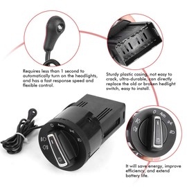 Headlight Switch, Auto Headlamp Switch Light Sensor Module with Auto On/Off Light Sensor Compatible with VW Golf Mk4 Passat Polo GMC Sierra Chevy Silverado Automotive Interior and Exterior