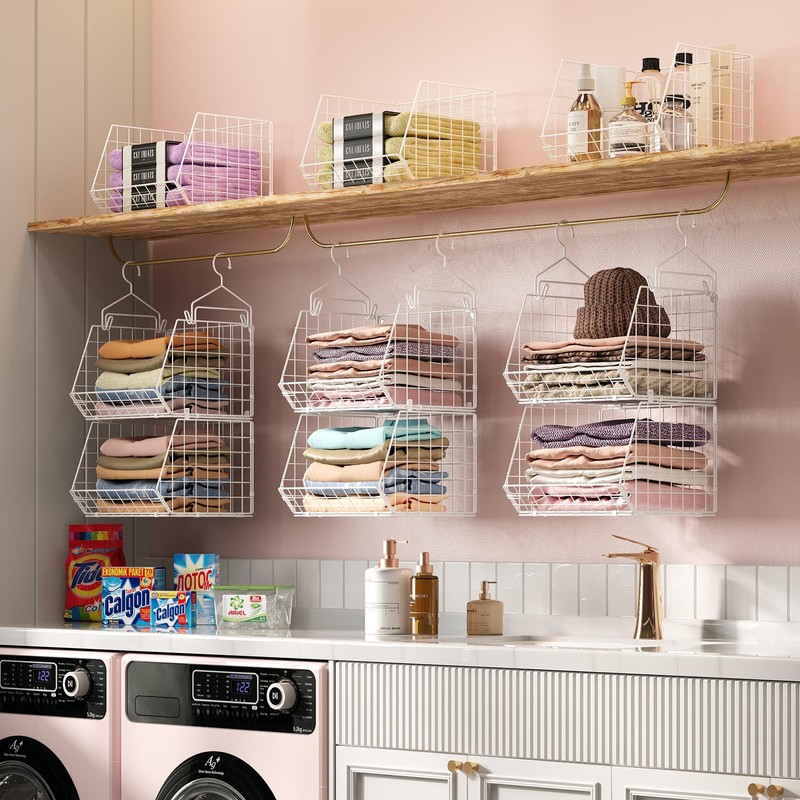 X-cosrack 6 Tier Closet Hanging Organizer, Clothes Hanging Shelves with