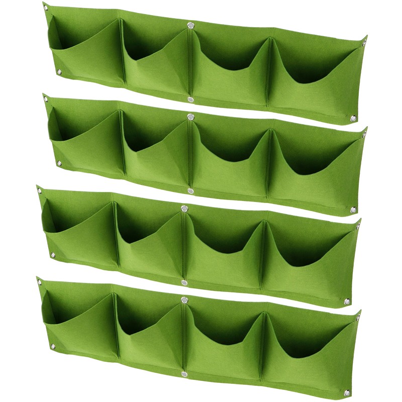 4Pcs 4 Pocket Plant Grow Bag Wall Mounted Reusable Degradable