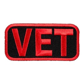 Red And Black Vet Patch, Military Veterans Patches