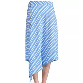 FRESH PRODUCE Medium BLUE $55.00 ARWEN Stripe Cotton BEACH Skirt NWT New M