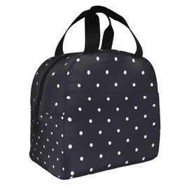 Hulnulnu Black Dots Print Insulated Lunch Bag Reusable Lunch Box Portable Cooler Lunch Tote for Picnic Office Work