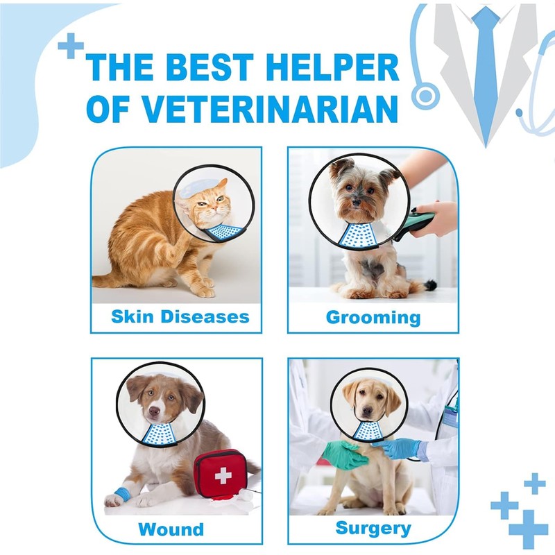 Supet Dog Cone Collar Adjustable After Surgery, Comfortable Pet Recovery