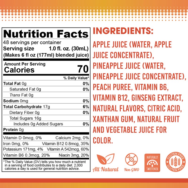 Fruniti Peach Smoothie Mix - Energy Boosting - No Sugar