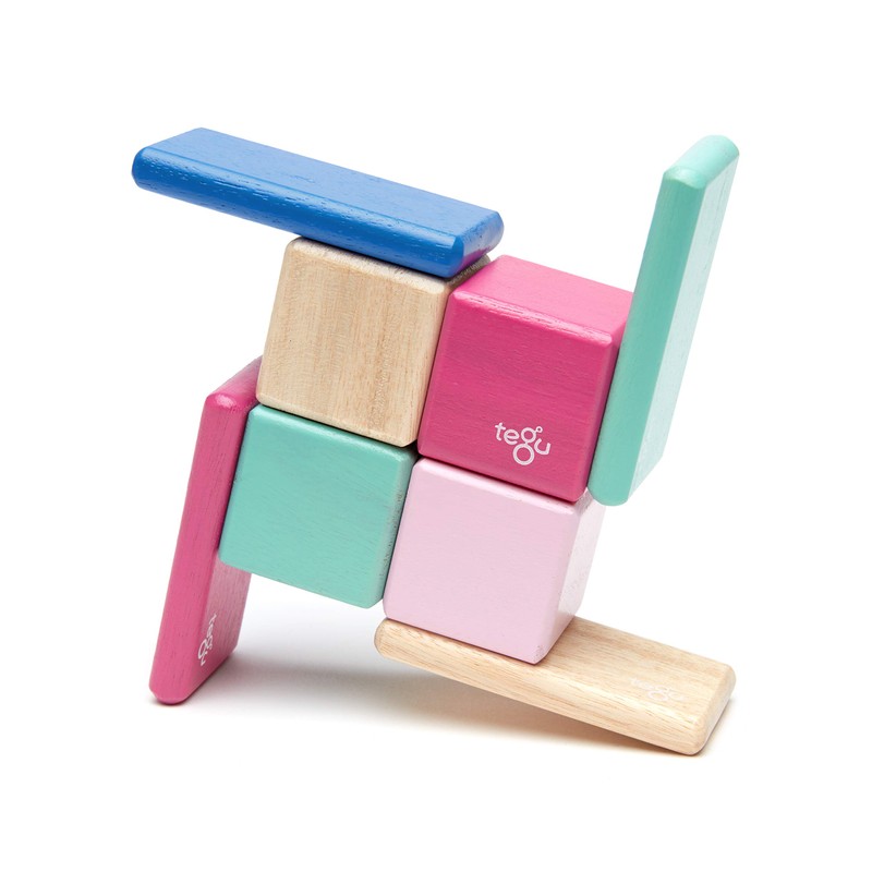 8 Piece Tegu Pocket Pouch Magnetic Wooden Block Set, Blossom