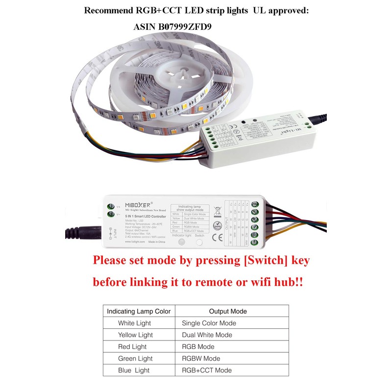LGIDTECH LS2 Miboxer LED Strip Light Controller, 2.4GHz Wireless 5