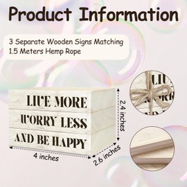 Christian Decorative Book Stack for Farmhouse, Tiered Tray Decor Inspirational Gifts, Religious Stacked Books Set, Live More Worry Less and Be Happy Wooden Book Decor for Home Office Table Shelf -34