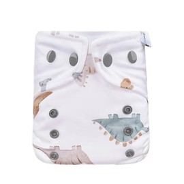 avo+cado Cosy Cloth Nappy Cover for Newborns 3-7 kg - Washable, Leak-proof with Fleece and Double Leg Cuffs - Compatible with Prefolds, Bamboo Inserts and Muslin Nappies (Dinos)