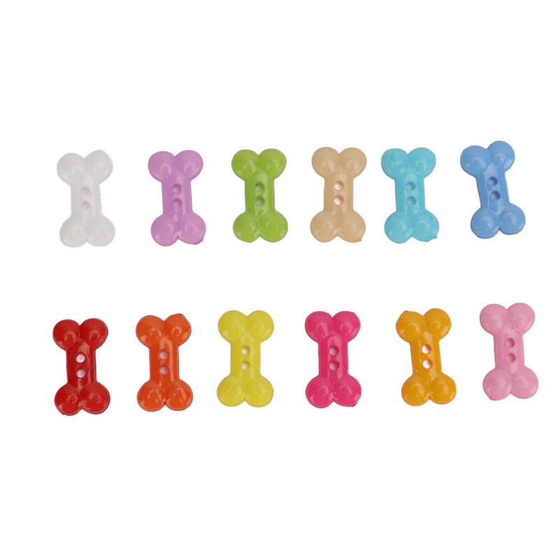 1000Pcs Dog Bone Buttons Bright Vivid Colors Cute Dog Bone