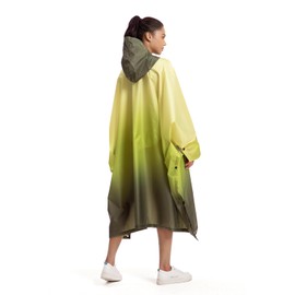 NUUR Rain Poncho Women's Men's Unisex Rain Cape Raincoat Rain Jacket Festival Waterproof Hiking Cycling Outdoor 3-in-1 Multi-Purpose Reusable Rain Poncho with Hood Gradient Green, Gradient Green