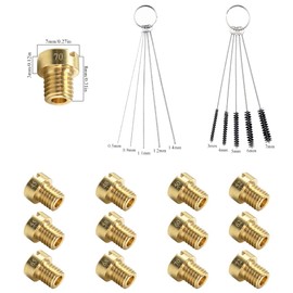 Rebanky Pack of 12 5 mm Carburettor Nozzles M5 Main Nozzle Set for Dellorto SHA PHBG AD/DS PHVA Carburettor Nozzles Set Main Nozzle Carburettor with Cleaning Needles for Scooter Motorcycle Gear Moped