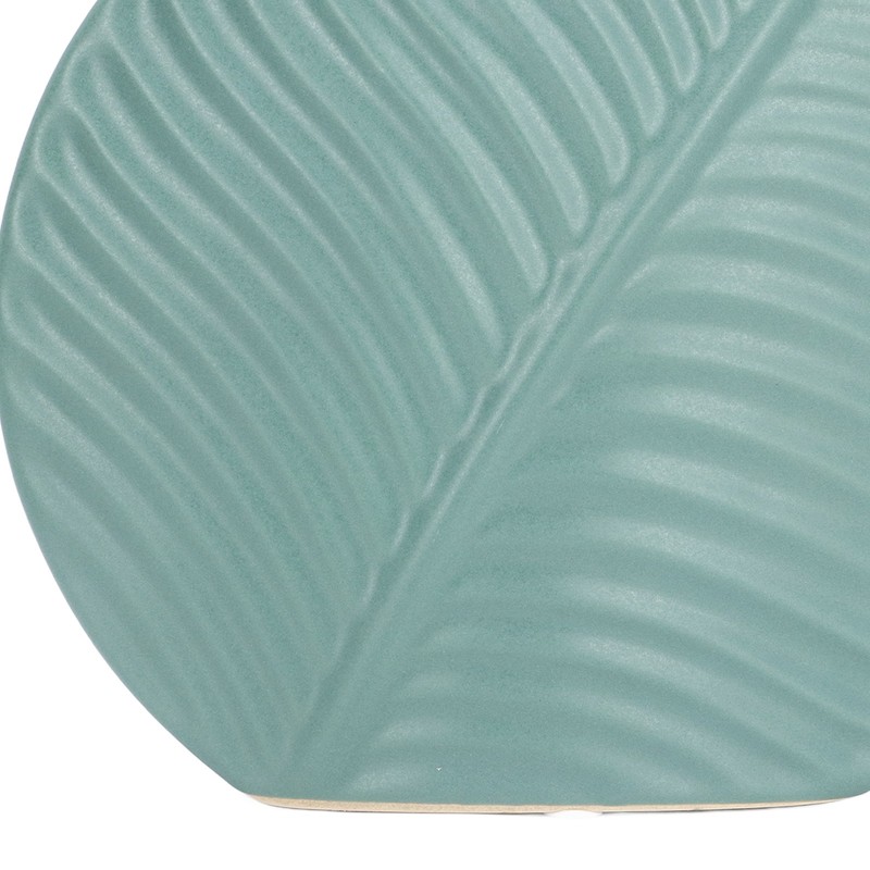 Leaves Pattern Ceramic Vase Nordic Style Dark Green Flat Leaf