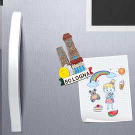 Bologna 3D Souvenir Resin Vintage San Luca Donkey Tower San Petronio Tri-Color Magnetic Fridge Magnet for Home Kitchen Office (1 Towers)