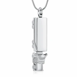 shajwo 18 Wheeler Semi Truck Urn Necklace for Ashes for Men Women Cremation Jewelry of Loved Ones Memorial Locket Pendant,Silver