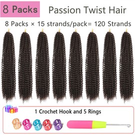 Passion Twist Hair 24 Inch 8 Packs Passion Twist Crochet Hair Braiding Hair Long Bohemian Spring Twist Hair Crochet Braids Synthetic Hair Extension (24 Inch, 33#)