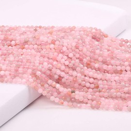 Natural Faceted Rose Quartz Beads Natural Stones Loose Bead for Jewelry Making Bracelet Necklace (Size 4mm,Length 15")