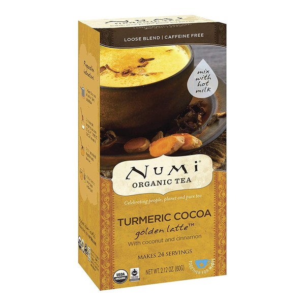 Numi Organic Tea Turmeric Cocoa, 24 Servings, Golden Latte Powder, Caffeine-Free (Packaging May Vary)