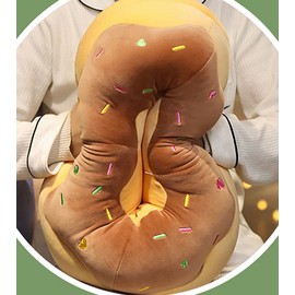 ChezMax Round Donut Pillow 16 Inch, Soft Decorative Chocolate Doughnut Shaped Seat Pad Cushion, Comfortable Plush Funny Cute Food Stuffed Throw Pillow for Adult and Kids Couch Floor Chair Sofa Office