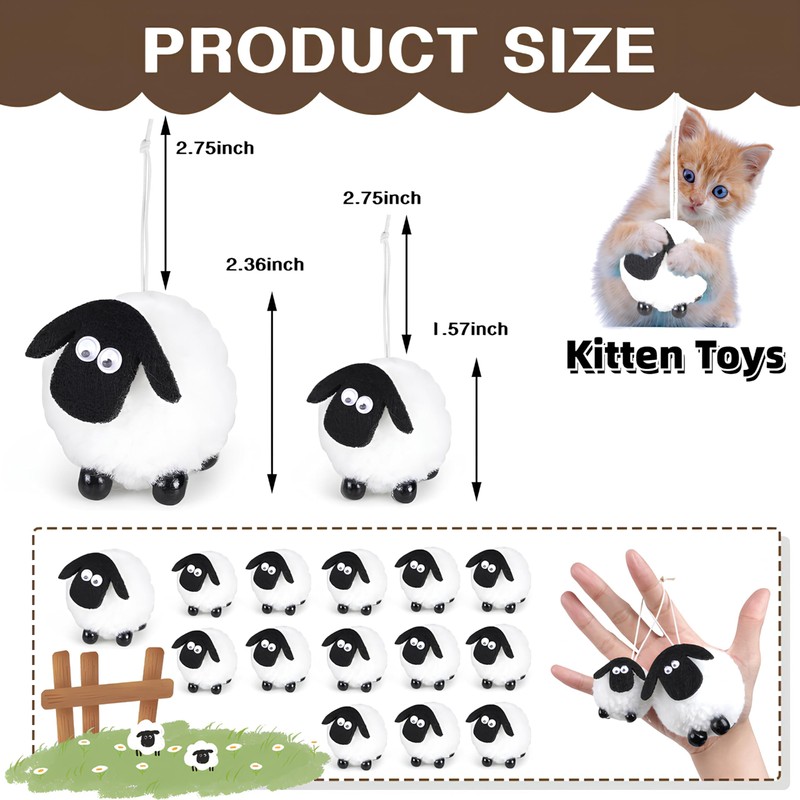 AUTMORAN 18Pcs Cute Sheep Ornaments Hanging Decor,Holiday Tree Decorative Lamb