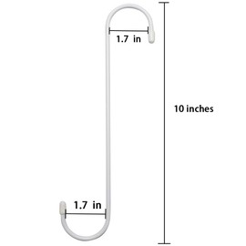 ESFUN 6 Pack 10 inch White Steel Heavy-Duty S Hooks for Kitchen, Bathroom, Garage, Outdoor, Hangers, Towel, Utility, Food, Wall Mount, Decoration, Key Holder, Hat, Plant