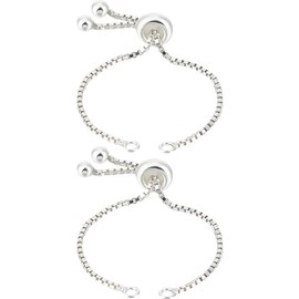 Beebeecraft 1 Box 2Pcs 925 Sterling Silver Adjustable Slider Bracelet Chain Italian Ball Bead End Chains with Stop Beads and Loop for Jewellery Bracelets Making