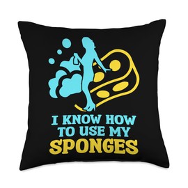 Automobile Detailing Lady Car Cleaning Car Wash Girl Auto Detailer Woman Throw Pillow, 18x18, Multicolor