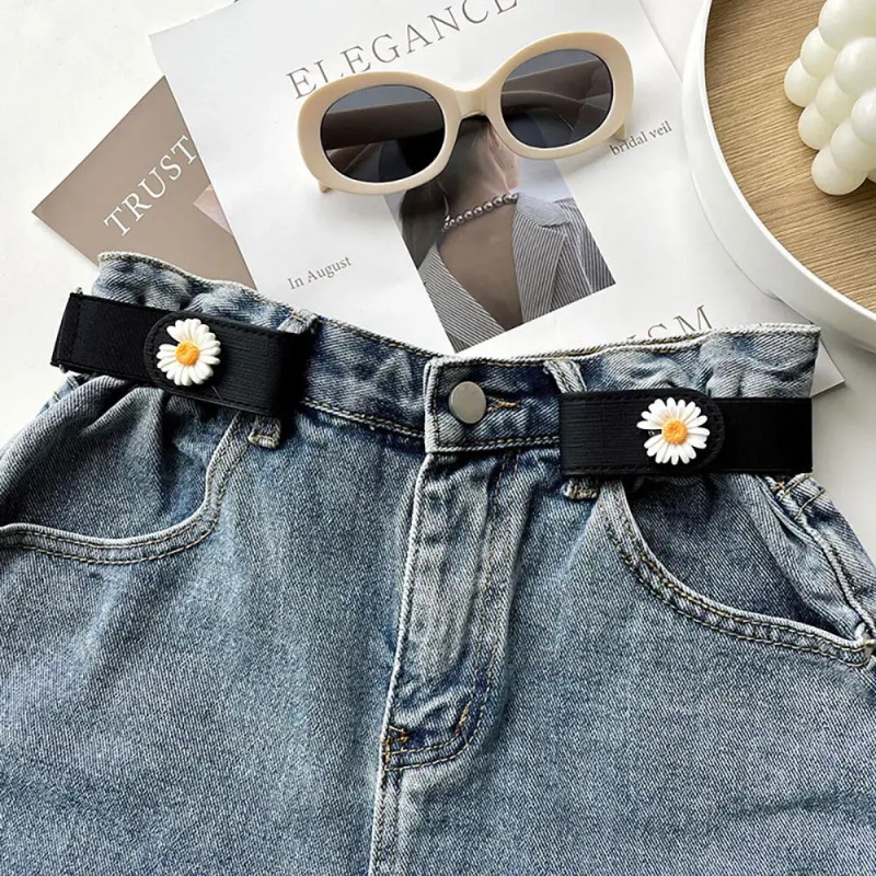 플라워 허리조절 밴딩 똑딱이 벨트 3color Flower Adjustable Waist Belt