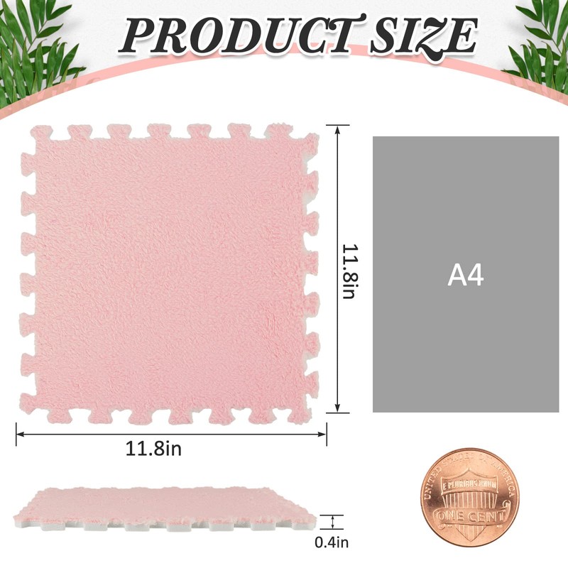 Amylove 36 Pcs Plush Foam Floor Mat Square Interlocking Carpet