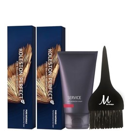 Koleston Perfect 8/0 Light Blonde/Natural Permanent Hair Color (Pack of 2), Service Preguard Cream 2.53oz and Tint Brush – Professional Hair Dye Kit for Full Coverage and Scalp Protection