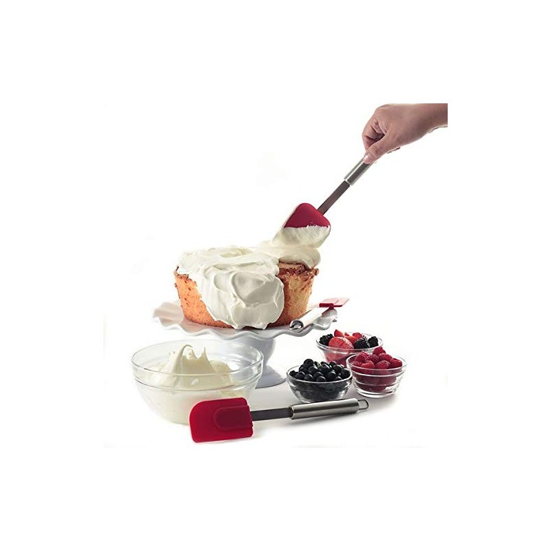 Norpro 3 Piece Silicone/Stainless Steel Kitchen Spatula Set - Red,