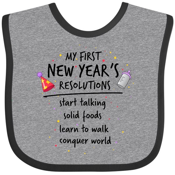 inktastic My First New Year's Resolutions Baby Bib Heather and