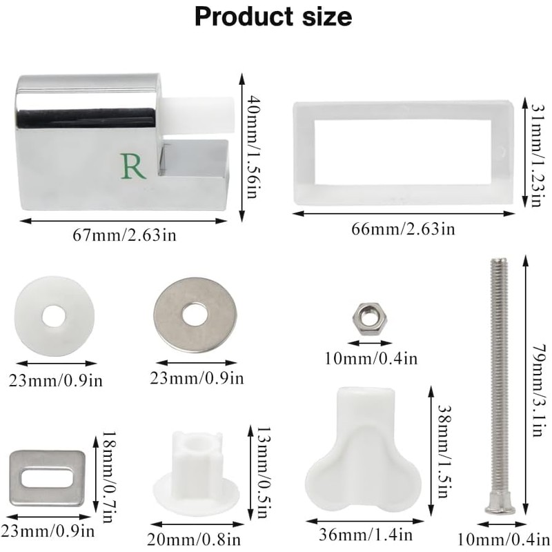Toilet Seat Hinges Replacement Set, Metal Alloy, Soft Close, Universal