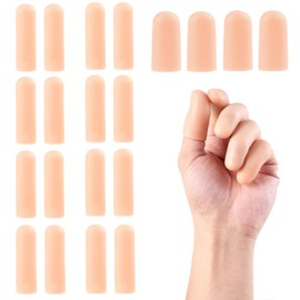 LIKENNY Fingertip Protection Sack, Skin Color, Silica Gel, Crack Prevention, Water Work, Cut, Reusable, Fits All Fingers, Left and Right Unisex Finger Covers (Set of 20)