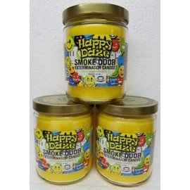 Smoke Odor Exterminator 13oz Jar Candle, Happy Daze Three Pack.