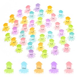 HOMICO 40 Pieces Tiny Squid Luminous Mini Resin Sea Animals Mini Squids for Dollhouse Micro Fairy Garden Landscape Aquarium Birthday Decorations