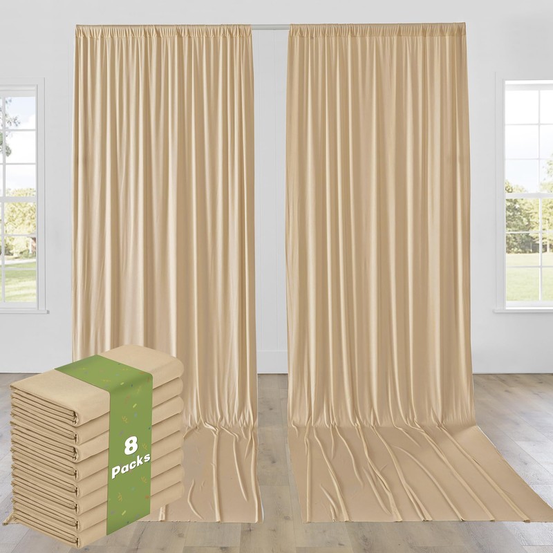 40ftx12ft Beige Backdrop Curtains for Parties, Wrinkle Free Polyester Photo