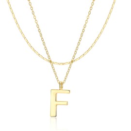 Mytys 18K Gold Plated Initial Necklace for Women Lobster Clasp Letters Pendant Necklace Choker Chain Necklaces Gift for Women Girls letter F