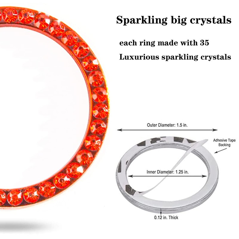 hallomomo Unique Engine Start Button Bling Ring Cover,Key Ignition Starter