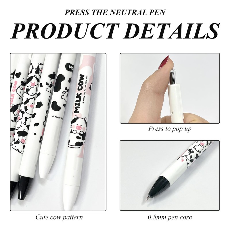 Pack of 18 Cow Pens, Interesting Click Gel Pens, Cute