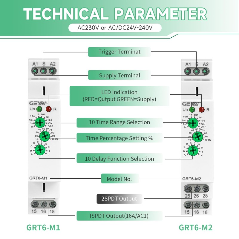 Multifuction Time Relay IGEYAPA GRT6 M1 AC 230V with 10